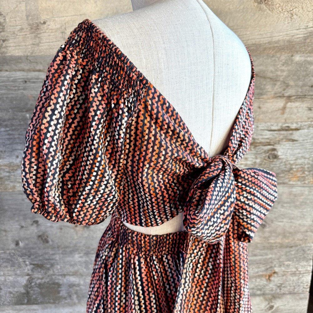 Ramy Brook NWT Megan Striped Maxi Dress S Deco Rose Reversible Feminine Cottage - Picture 13 of 15